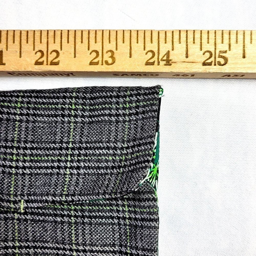 Elie Tahari Blazer Sz 6 Flip Contrast Cuffs Black Lime Plaid Pockets Wool Blend - Picture 13 of 14